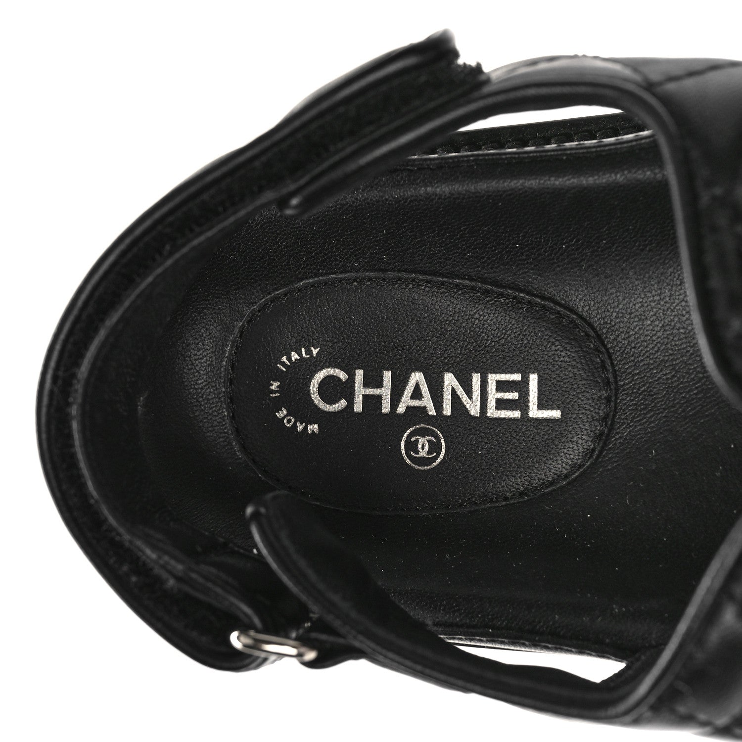 Chanel Lambskin Quilted Velcro Dad Sandals 38.5 Black 8 of 8