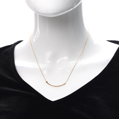 Tiffany 18K Rose Gold Small T Smile Pendant Necklace 2 of 5