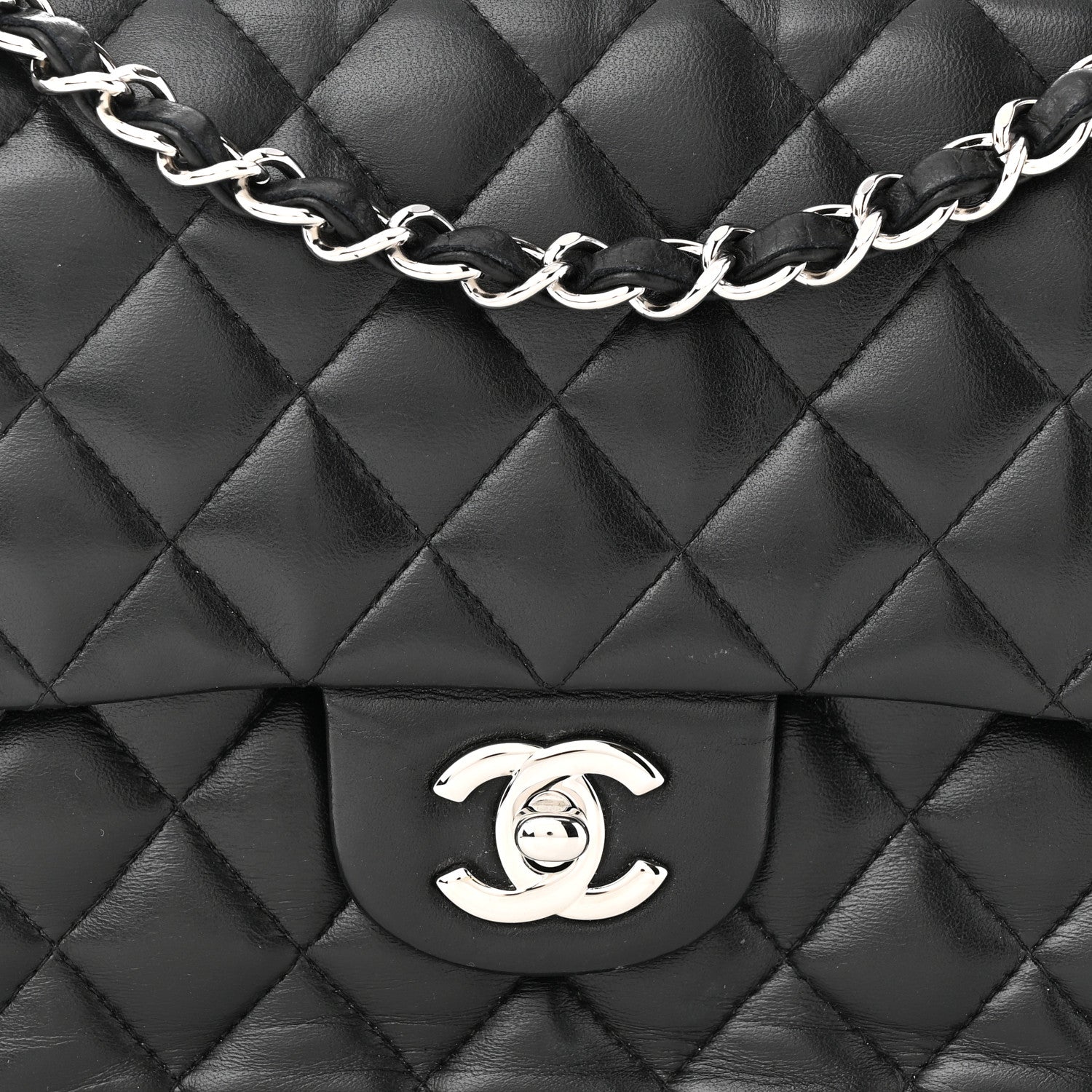 Chanel Lambskin Quilted Medium Double Flap Black 8 of 13