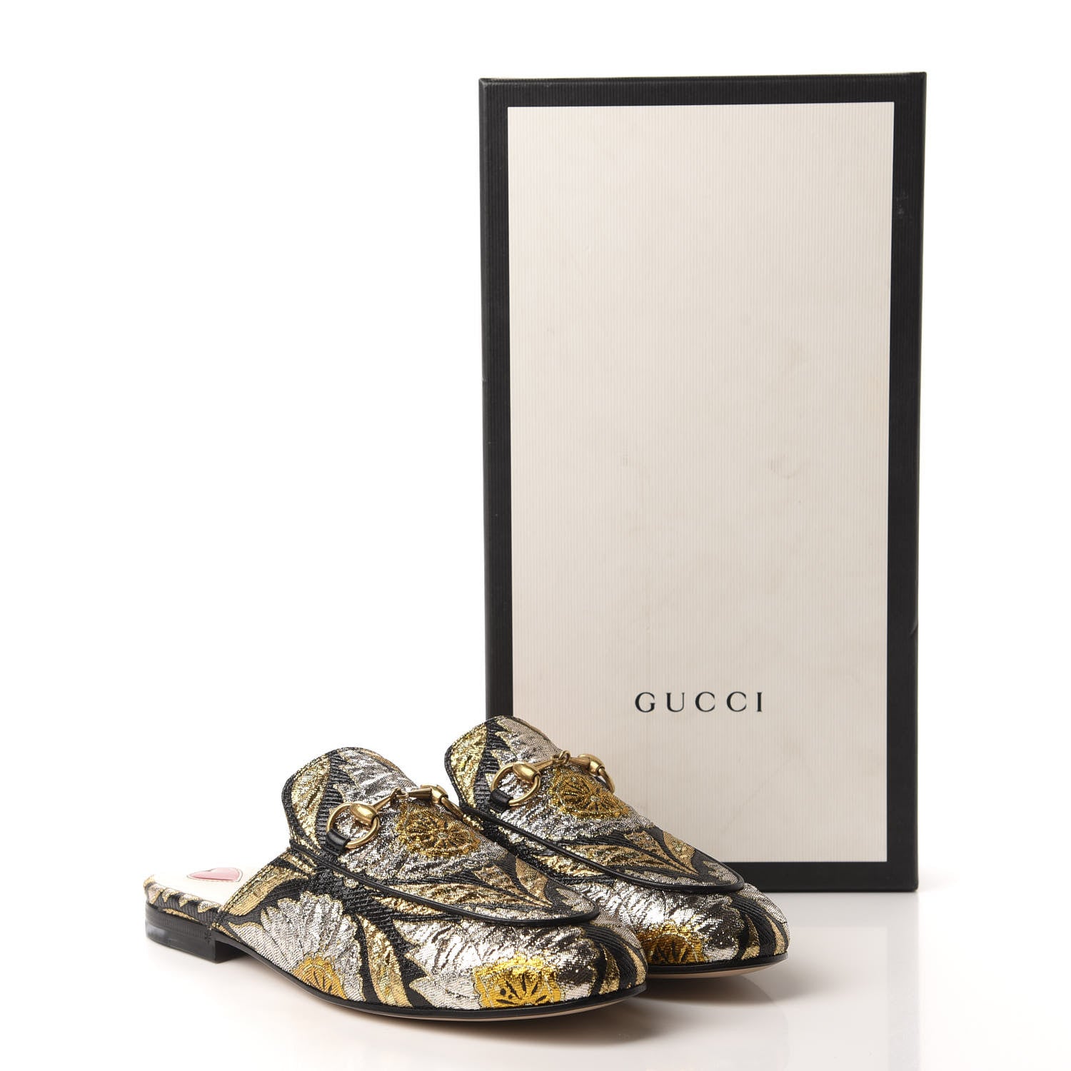 Gucci Jacquard Floral Womens Princetown Slippers 36 Oro Black 10 of 10