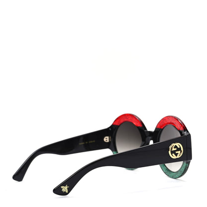 Gucci Round Frame GG0084S Sunglasses Glitter Red Green 4 of 7
