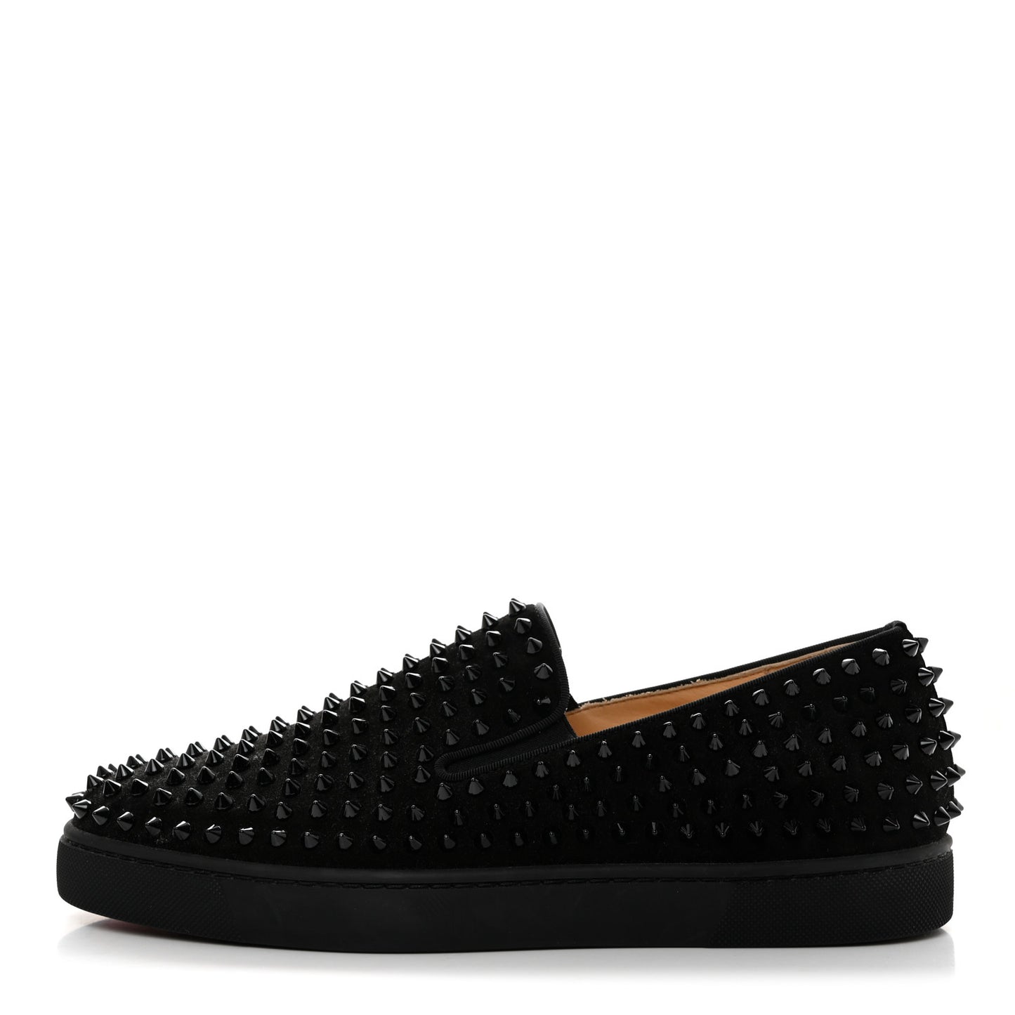 Veau Velours Spikes Mens Roller Boat Flat 43 Black