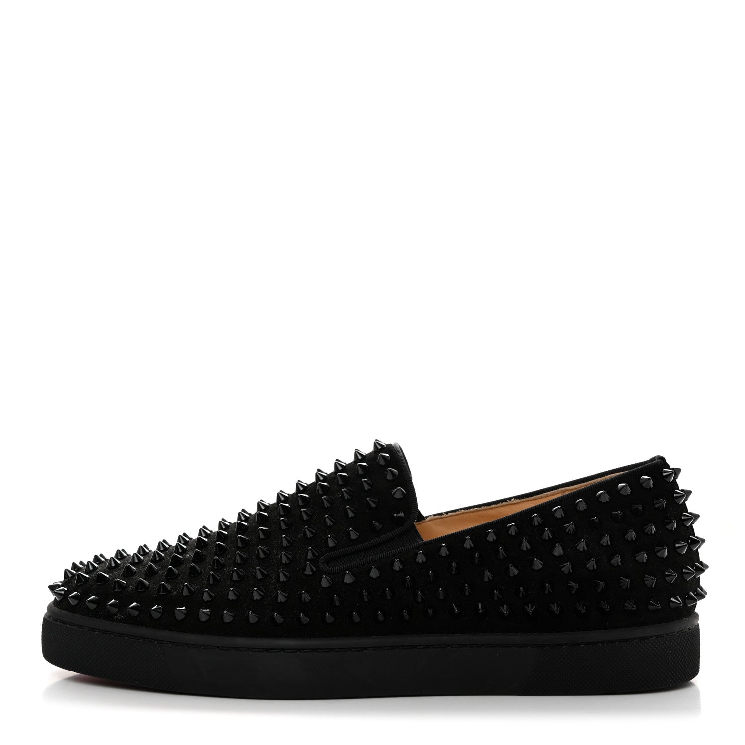 Christian Louboutin Veau Velours Spikes Mens Roller Boat Flat 43 Black 1 of 7