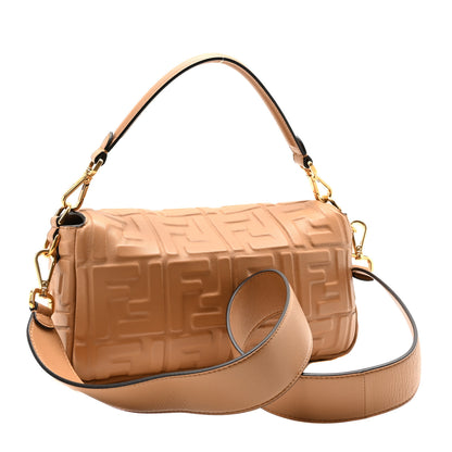 Fendi Nappa FF 1974 Embossed Baguette Miele Scuro 3 of 10