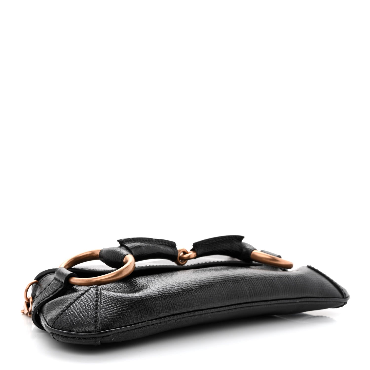 Gucci Textured Calfskin Horsebit Chain Clutch Black 4 of 12