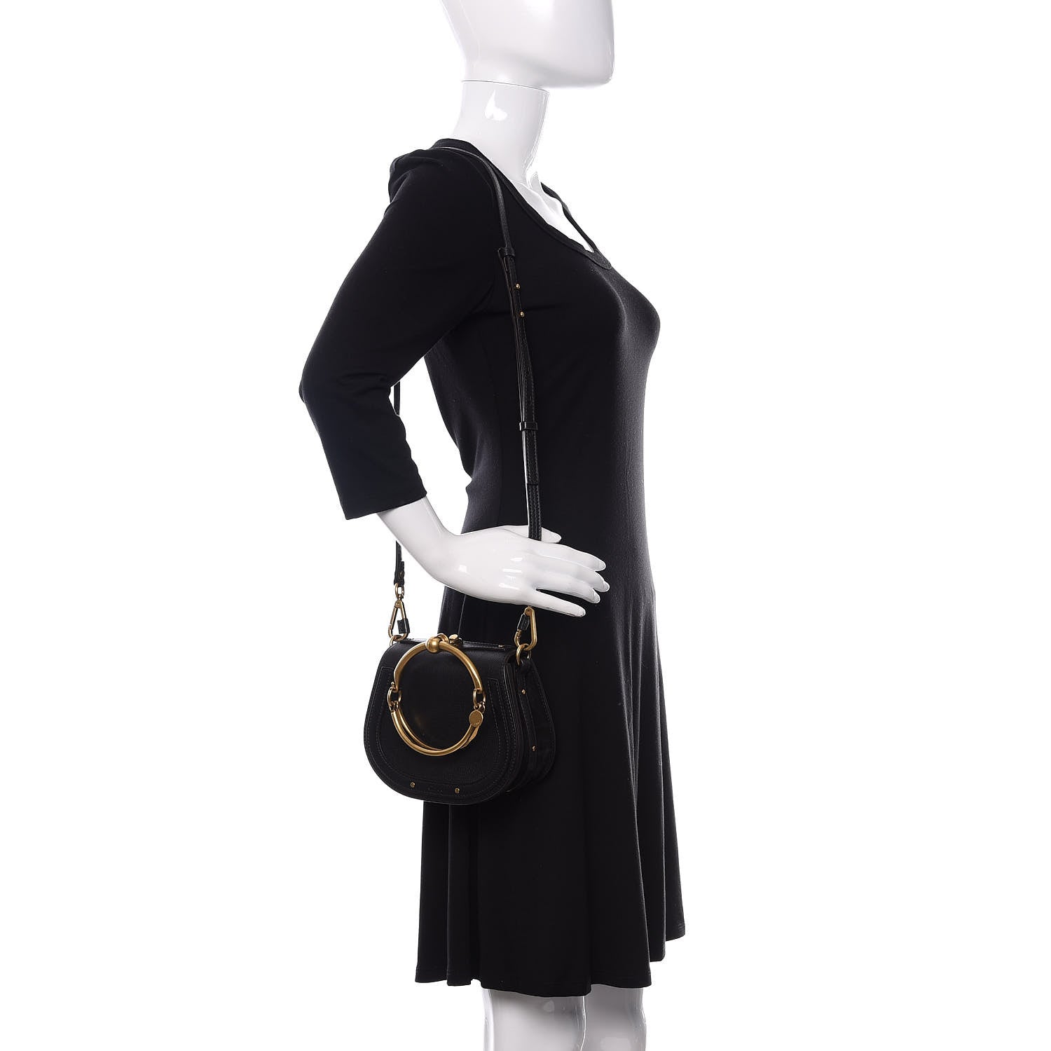 Chloe Calfskin Suede Small Nile Bracelet Bag Black 2 of 9