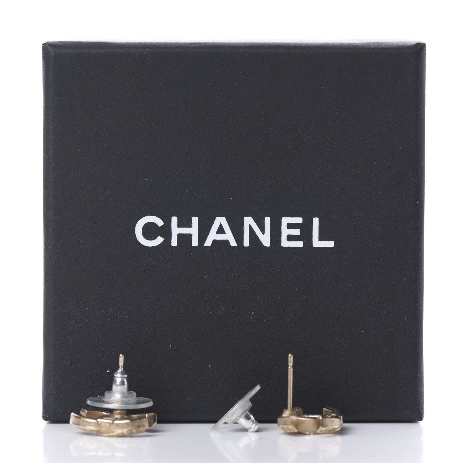 Chanel Crystal CC Earrings Light Gold 4 of 5