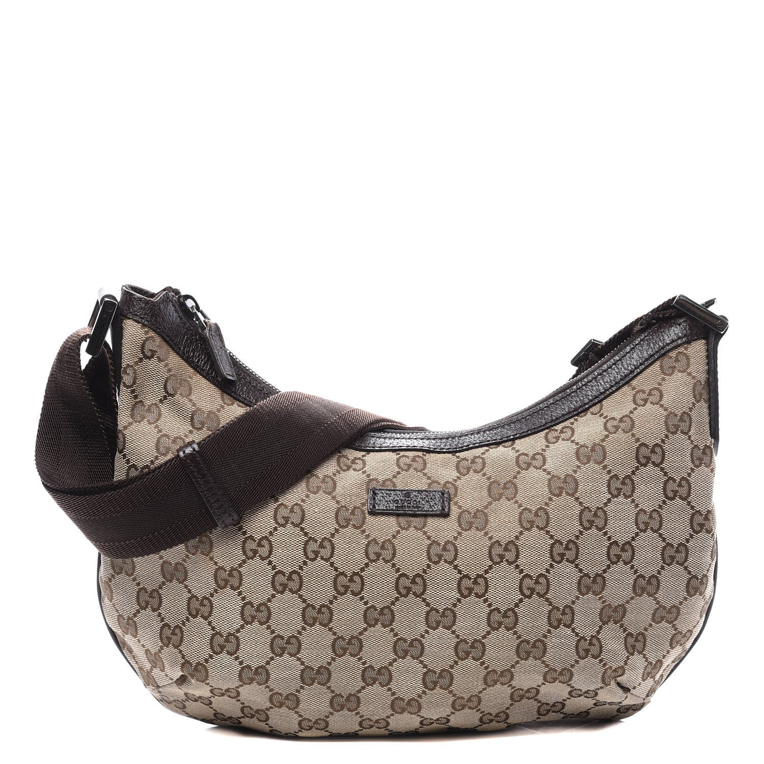 Gucci Monogram Medium Half Moon Hobo Dark Brown 1 of 10
