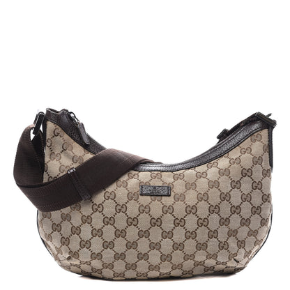 Gucci Monogram Medium Half Moon Hobo Dark Brown 1 of 10