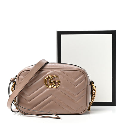 Gucci Calfskin Matelasse Mini GG Marmont Chain Shoulder Bag Porcelain Rose 11 of 11