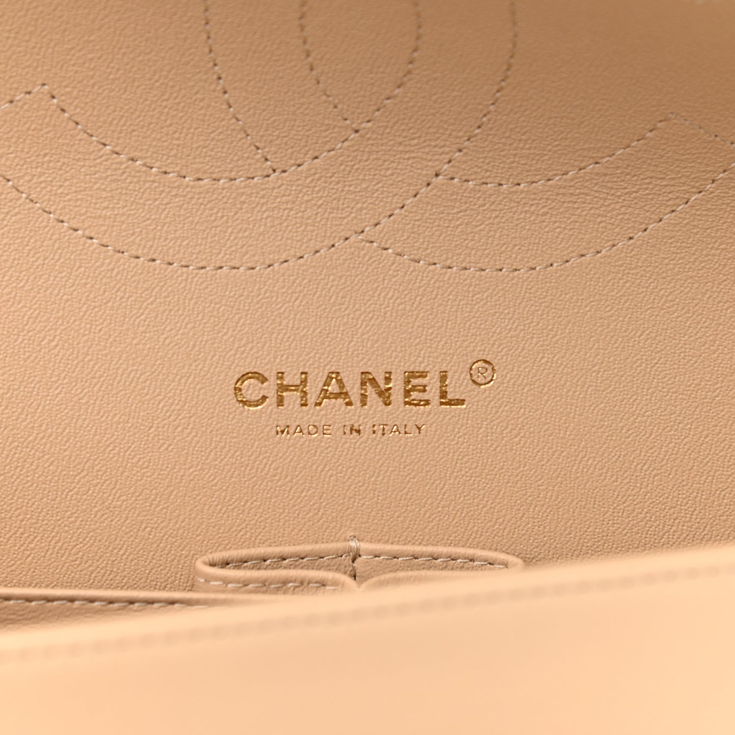 Lambskin Quilted Jumbo Double Flap Beige