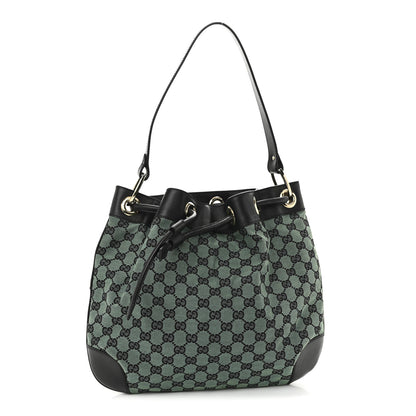Gucci Monogram Drawstring Shoulder Bag Green 1 of 10
