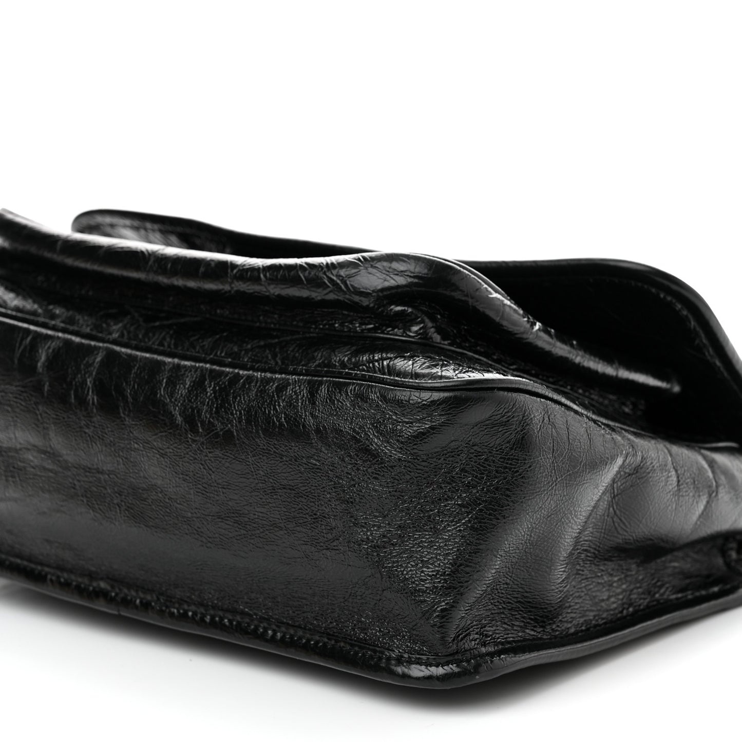 Crinkled Calfskin Matelasse Monogram Medium Niki Chain Satchel Black