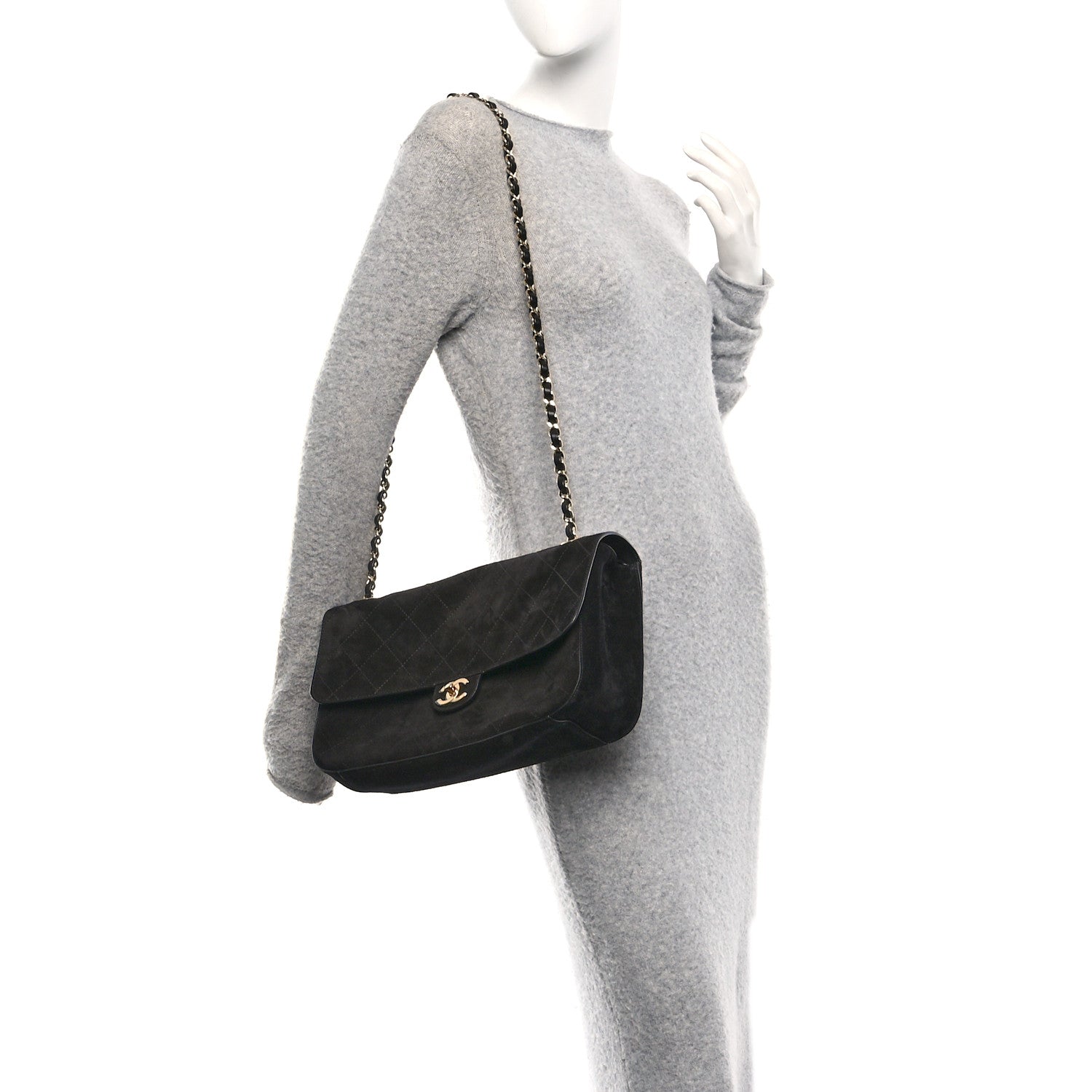 Chanel Suede Calfskin Small Souplissimo Maxi Flap Black 2 of 11