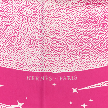 Hermes Silk Clair De Lune Double Face Scarf 90 Rose Vif White Rouge 2 of 8