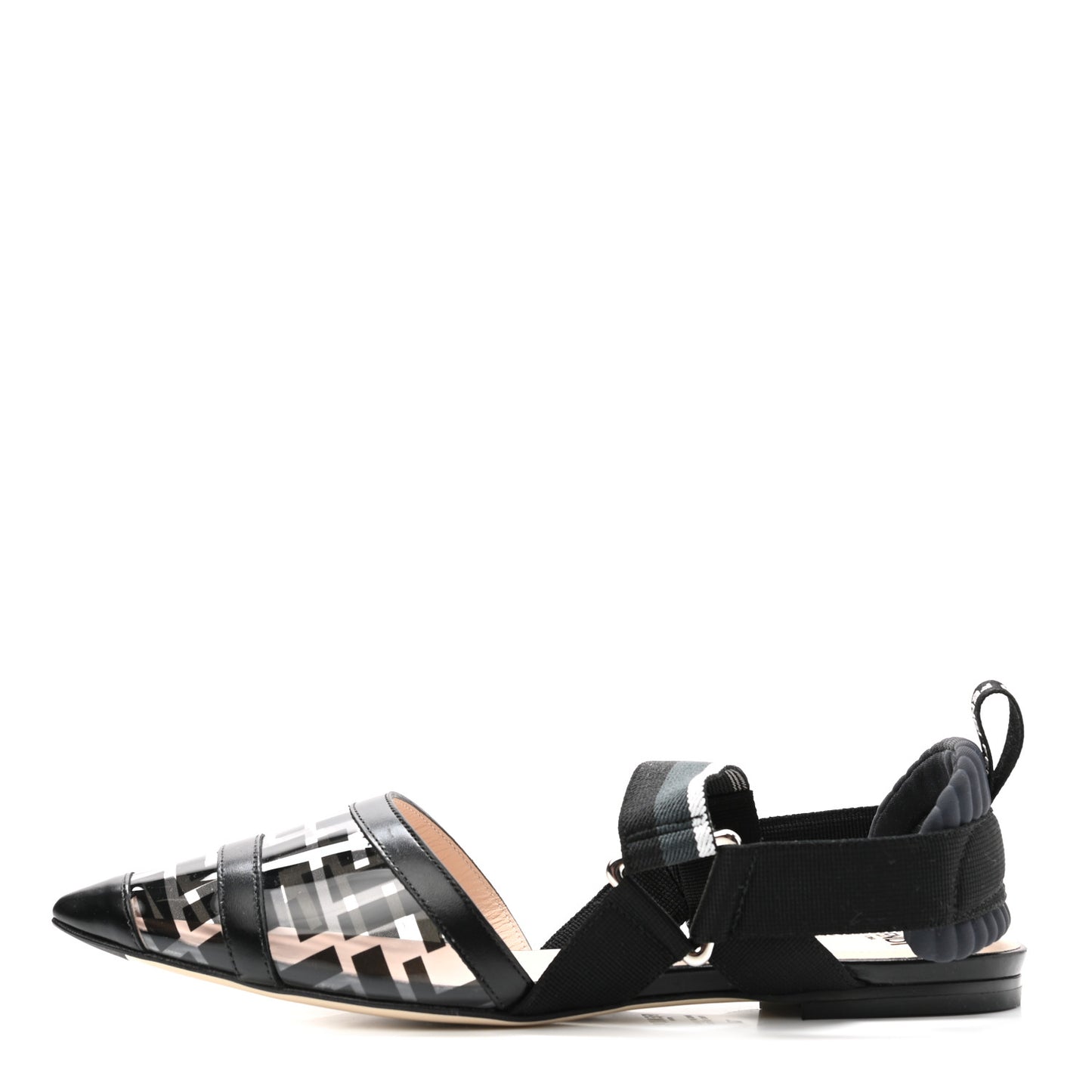 PVC Calfskin FF Colibri Slingback Ballerina Flats 37 Black