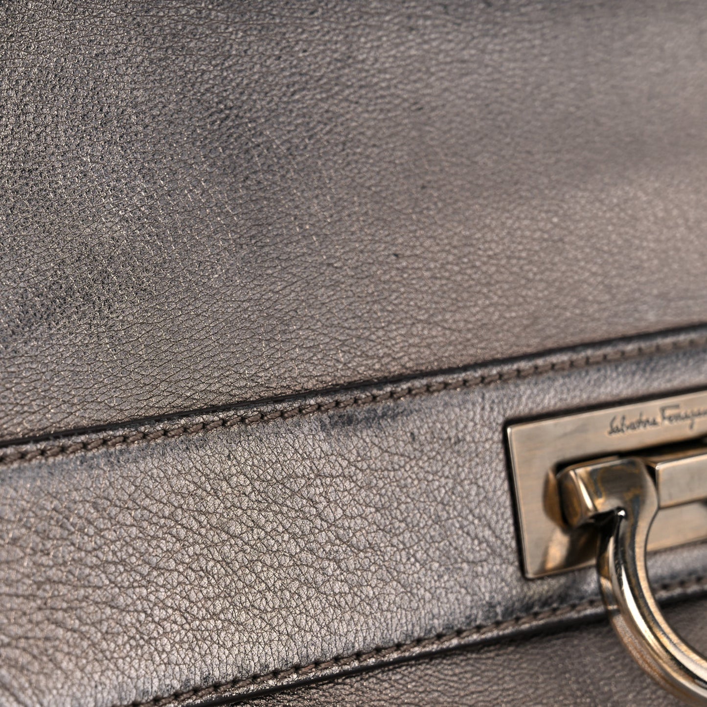 Metallic Grained Calfskin Sofia Satchel Silver