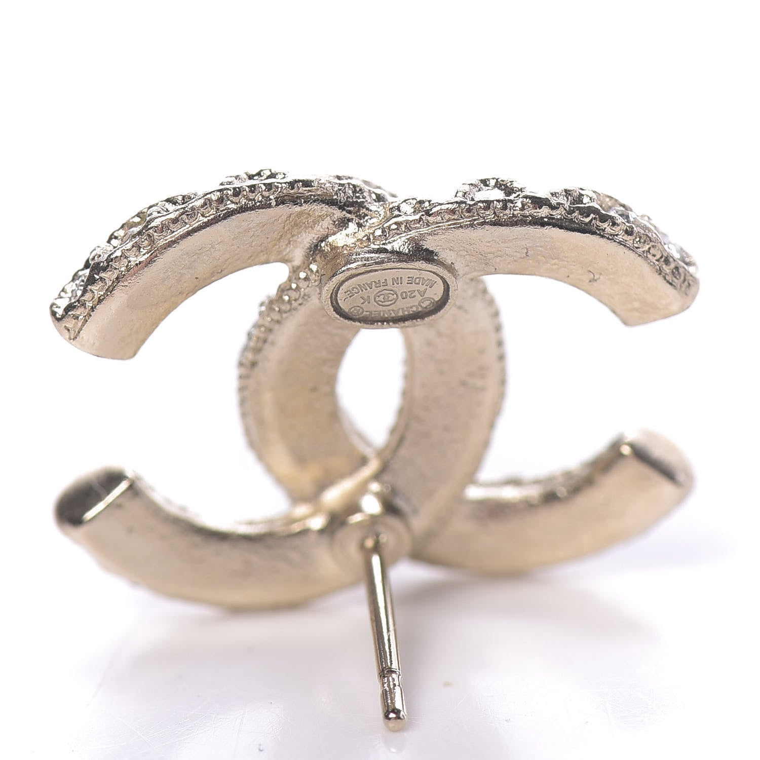 Chanel Crystal CC Earrings Gold 4 of 5