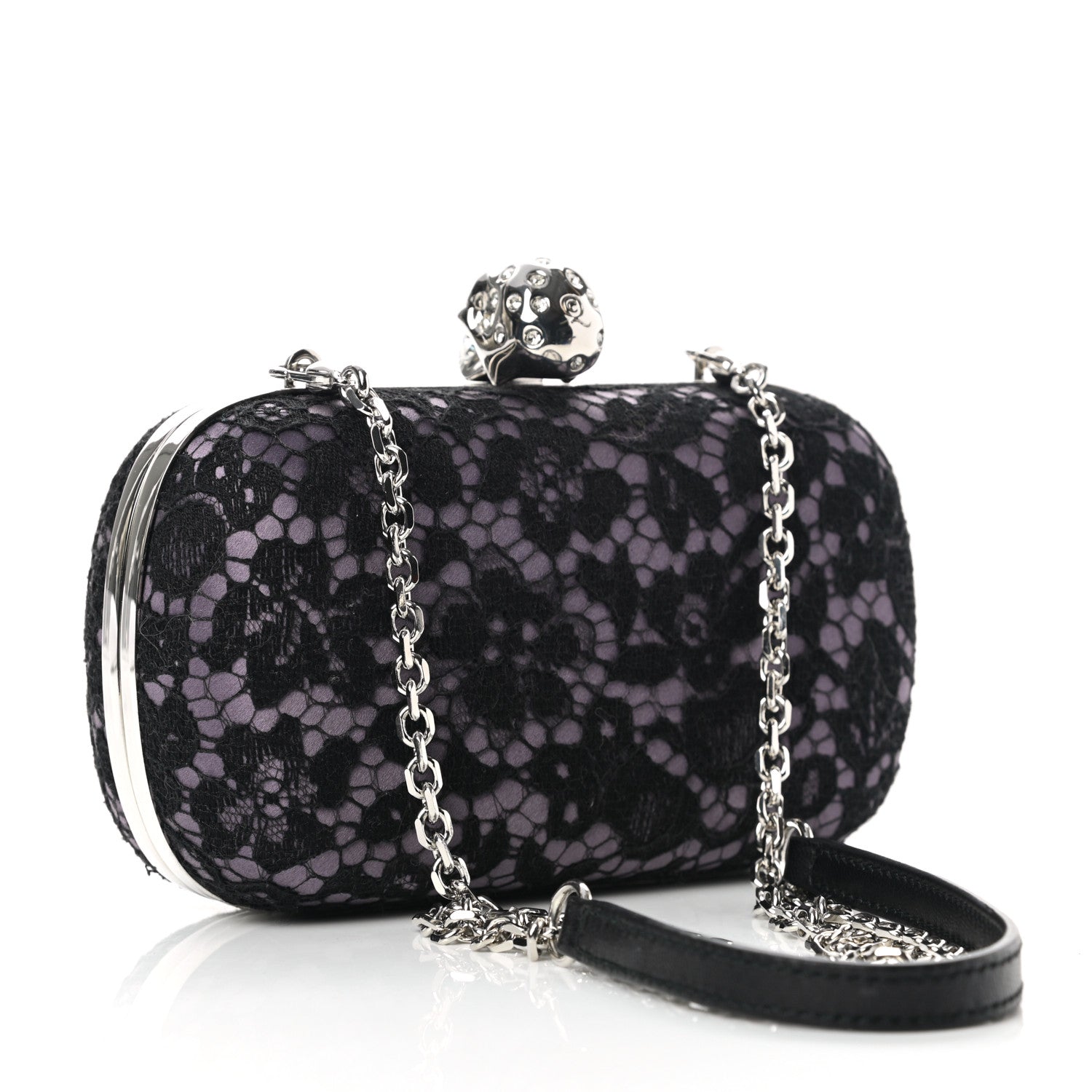 Alexander McQueen Lace Skull Box Clutch Black 3 of 11