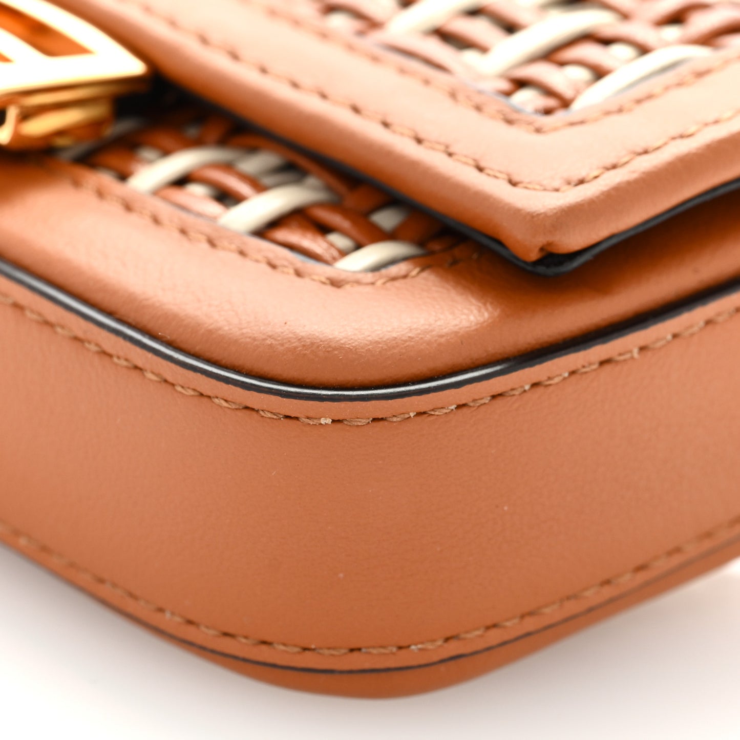 Nappa Vitello Grace Micro FF Intreccio Nano Baguette Charm Brandy Camelia