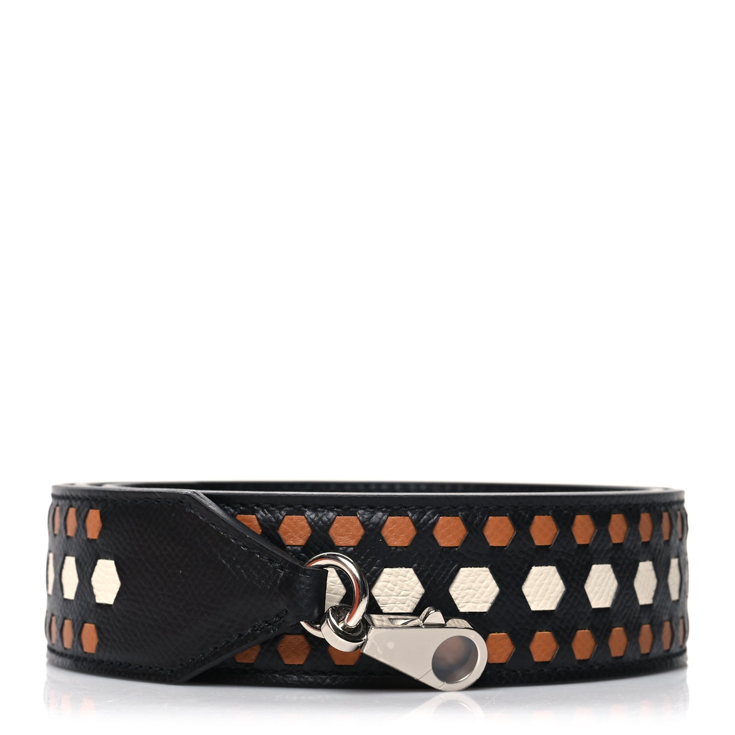 Epsom 30mm Hexagone Tressage Shoulder Strap Black Craie