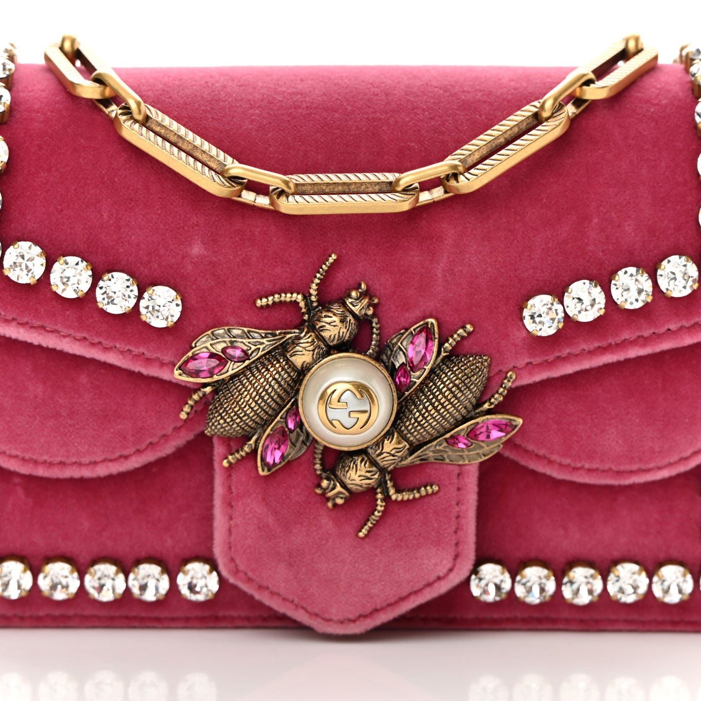 Velvet Crystal Mini Bee Broadway Shoulder Bag Light Raspberry Rose