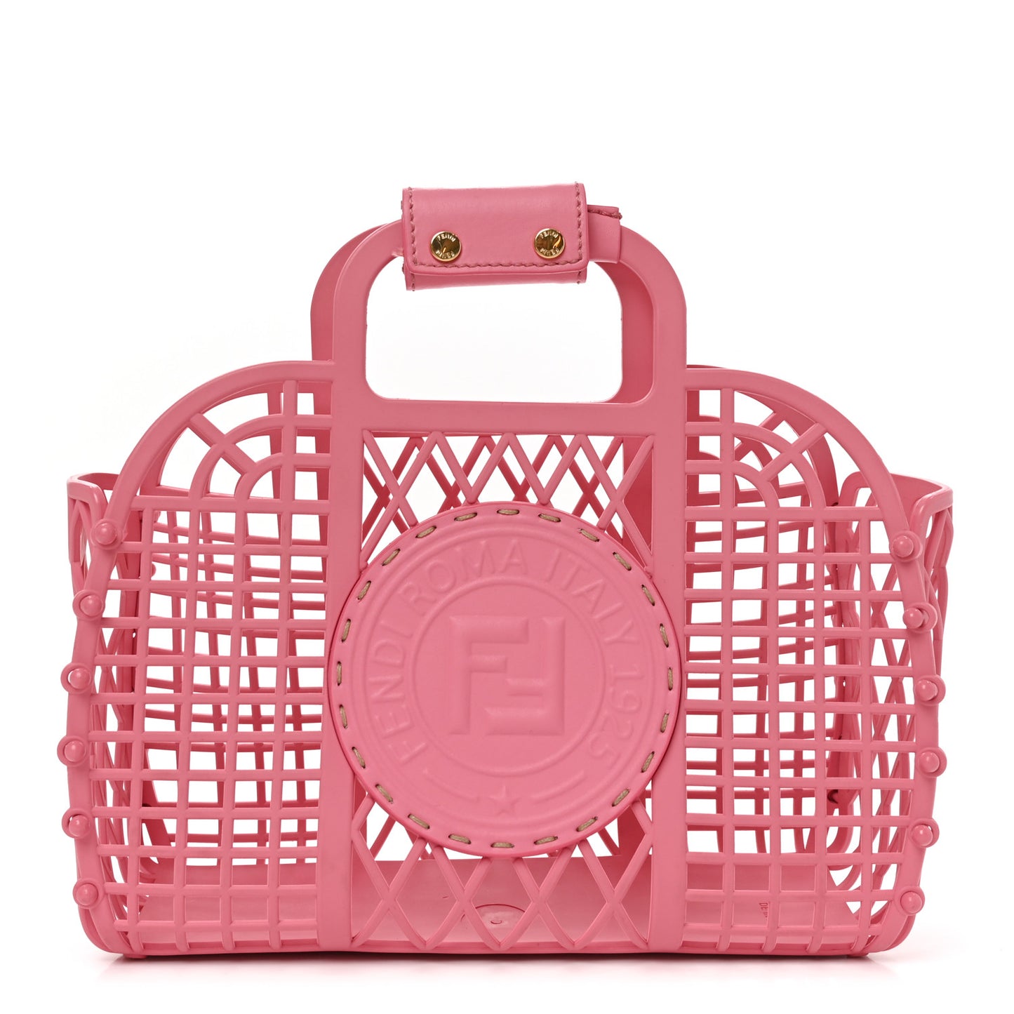 Recycled Plastic Vitello Liberty Matte Small Fendi Basket Rosa