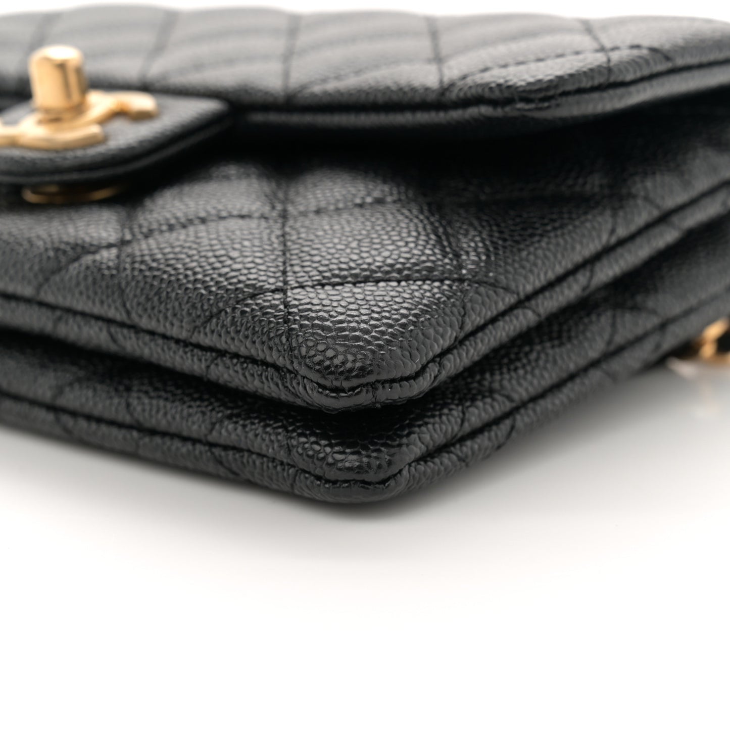 Shiny Caviar Pick Me Up Flap Belt Bag Black