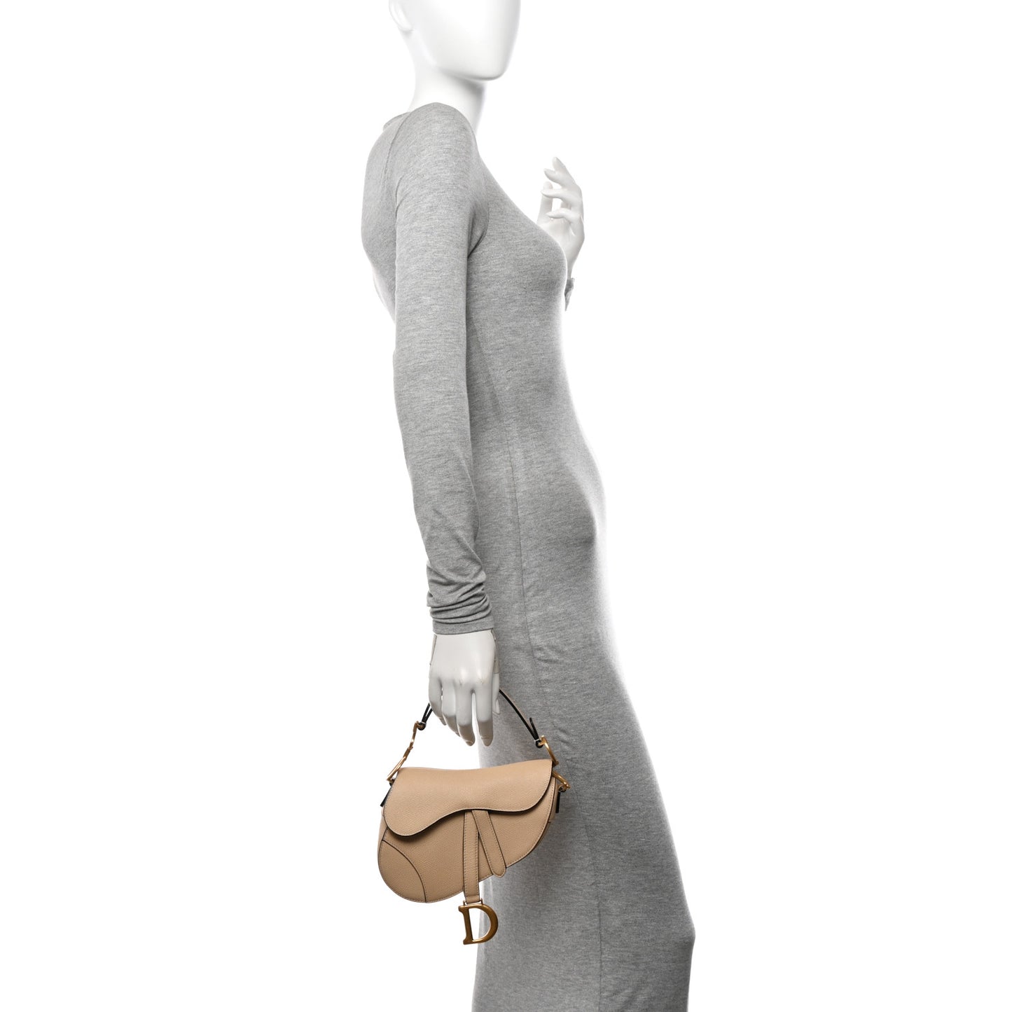 Grained Calfskin Saddle Bag Warm Taupe