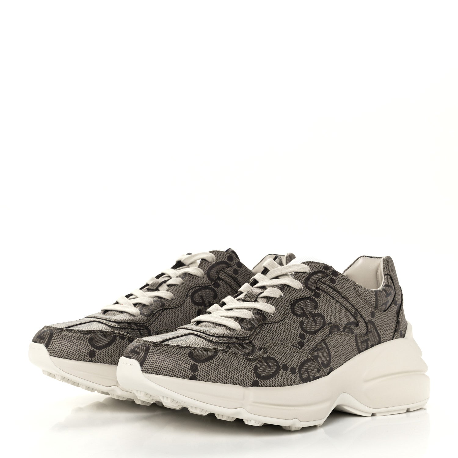 Gucci Maxi GG Supreme Monogram Gucci 100 Womens Rhyton Sneakers 39 Beige Ebony 3 of 11
