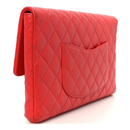 Chanel Lambskin Quilted Flap Clutch Red 3 of 10