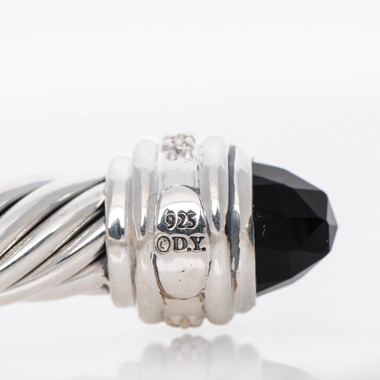 Sterling Silver Diamond Black Onyx 7mm Cable Classics Bracelet