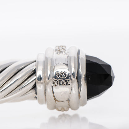 David Yurman Sterling Silver Diamond Black Onyx 7mm Cable Classics Bracelet 4 of 6