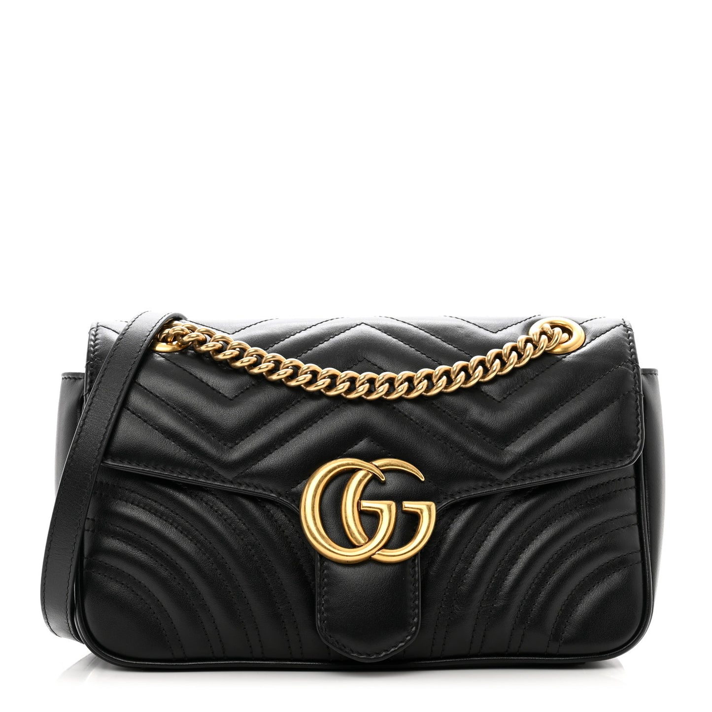Calfskin Matelasse Small GG Marmont Shoulder Bag Black