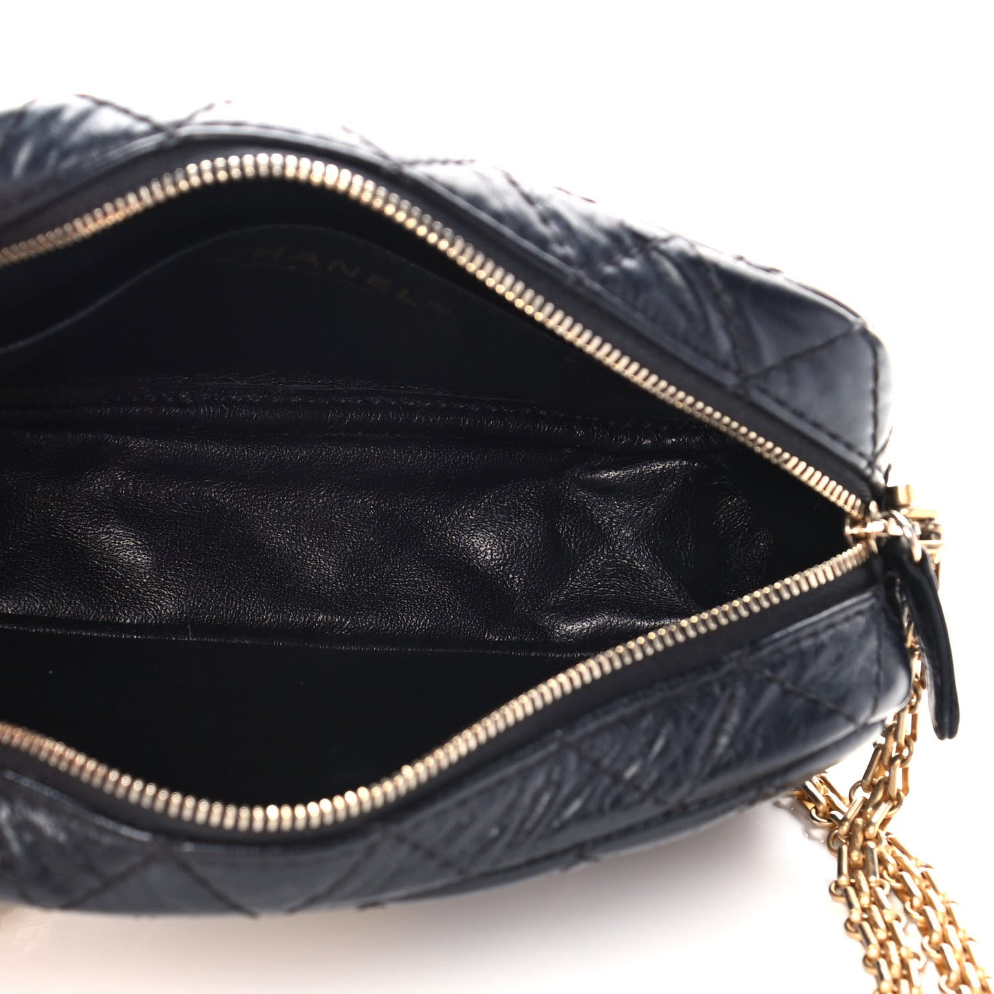 Aged Calfskin Quilted Mini Lucky Charm Reissue Camera Case Black