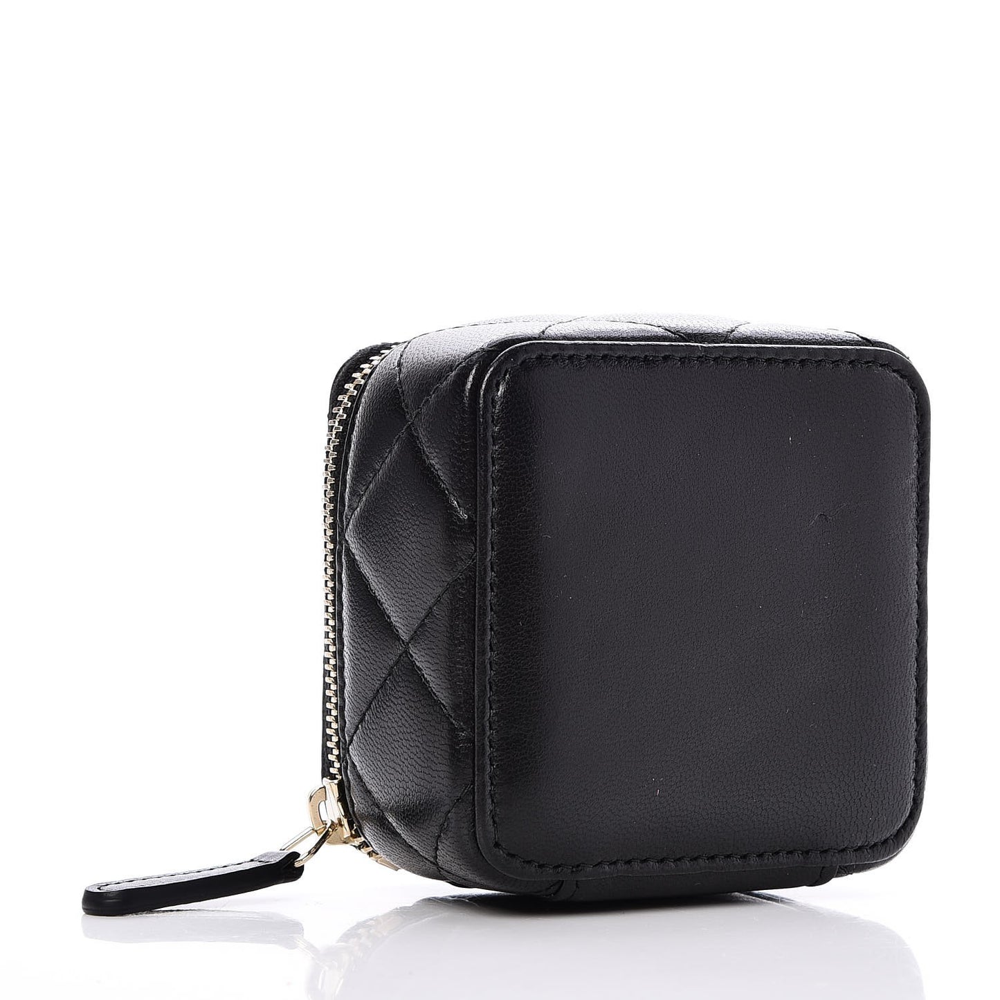 Lambskin Quilted Jewelry Travel Case Black