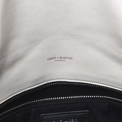 Saint Laurent Lambskin Quilted Medium Loulou Puffer Monogram Chain Satchel Blanc Vintage 6 of 11