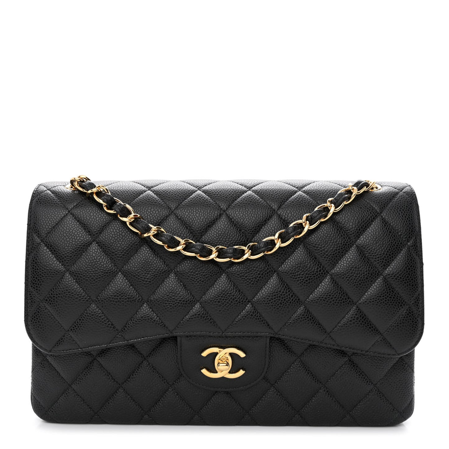 Caviar Quilted Jumbo Double Flap Black