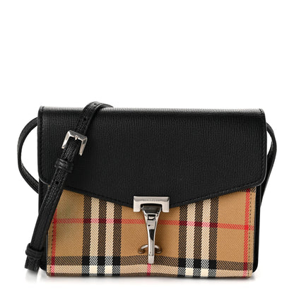 Burberry Derby Calfskin House Check Baby Macken Crossbody Bag Black 1 of 10
