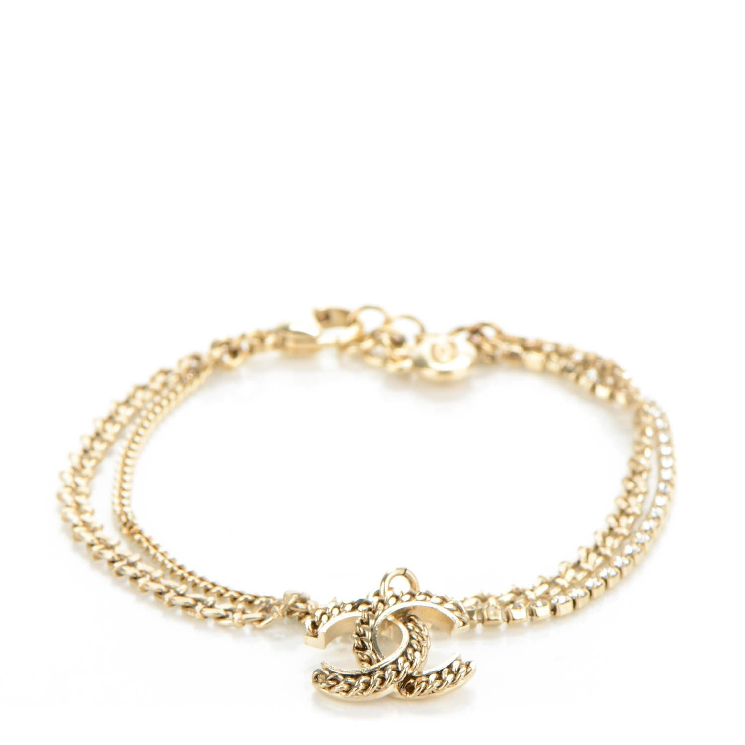 Chanel Crystal CC Chain Bracelet Gold 1 of 6