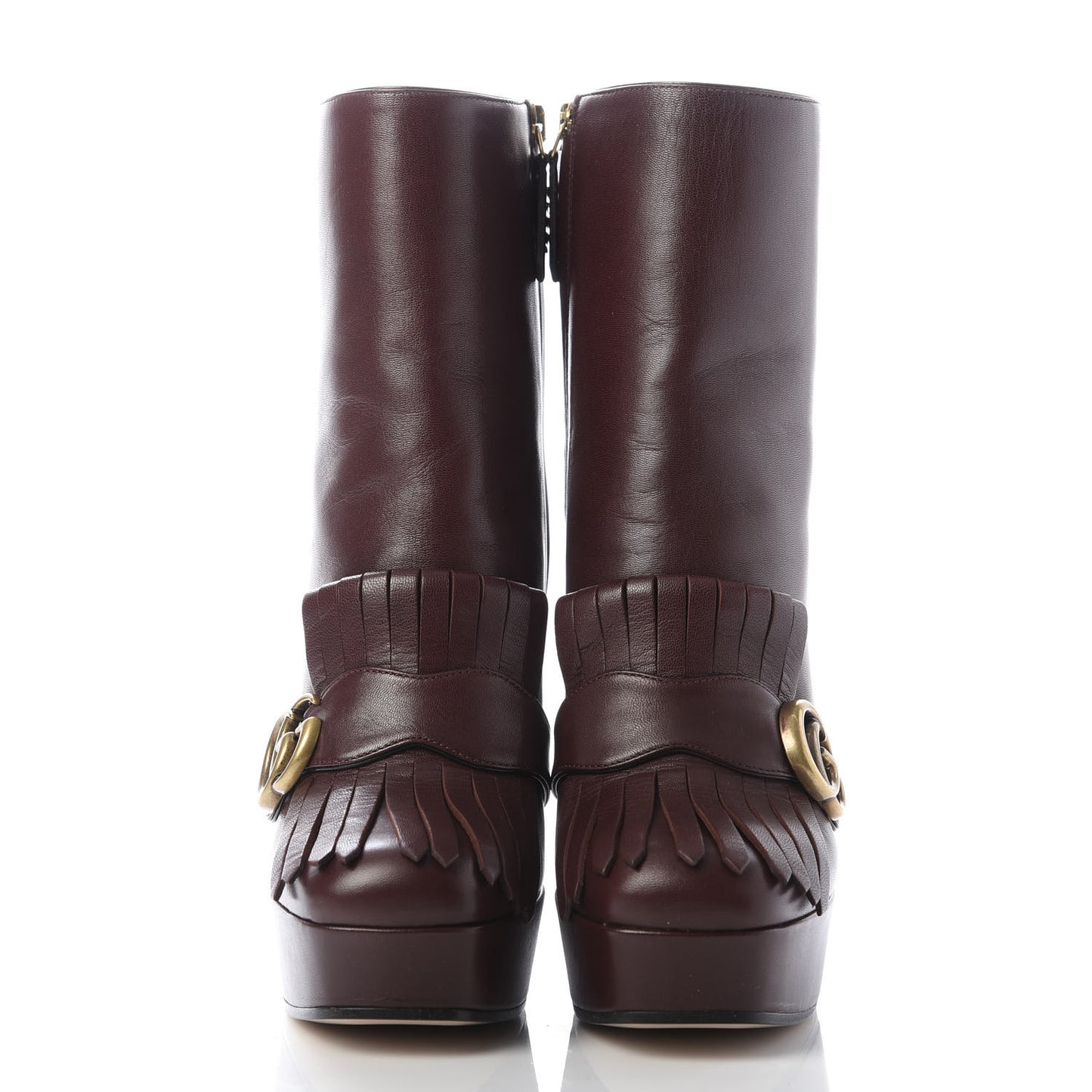 Malaga Kid GG Marmont Fringe Platform Ankle Boots 37 Red