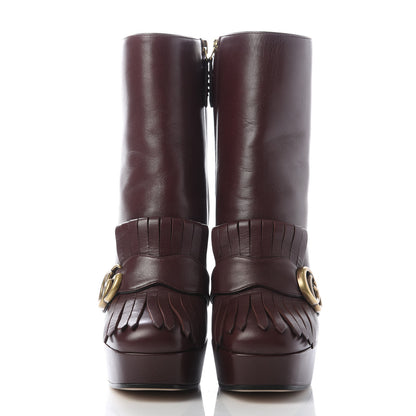 Gucci Malaga Kid GG Marmont Fringe Platform Ankle Boots 37 Red 2 of 9
