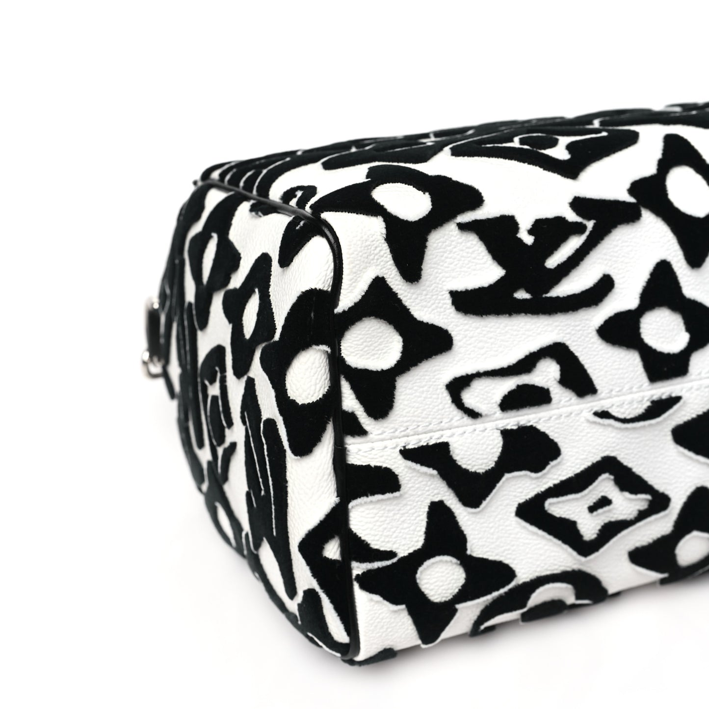 X UF Tufted Monogram Speedy Bandouliere 25 White Black