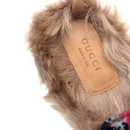 Gucci Velvet Fur Floral Womens Princetown Slippers 36 Black 8 of 10