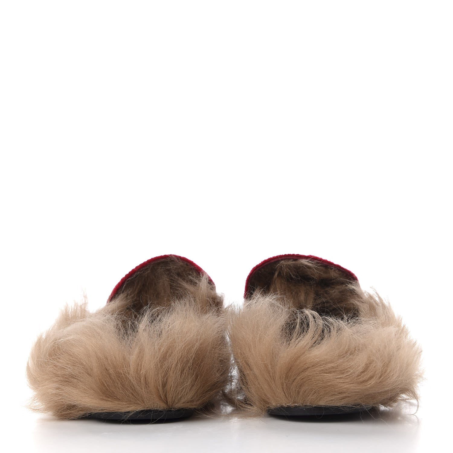 Gucci Velvet Fur Womens Princetown Slippers 38 Hibiscus Red 6 of 10