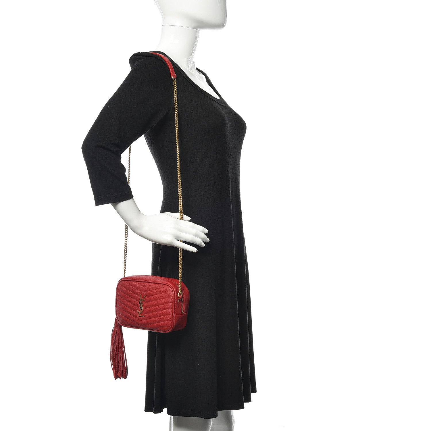 Saint Laurent Grain De Poudre Matelasse Monogram Mini Lou Camera Bag Eros Red 2 of 11