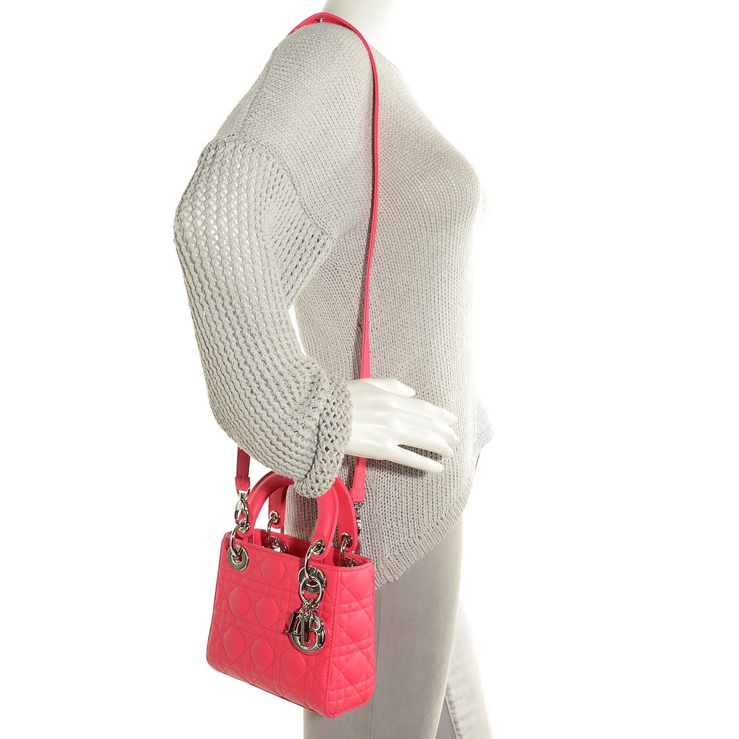 Christian Dior Lambskin Cannage Mini Lady Dior Deep Rose 2 of 8