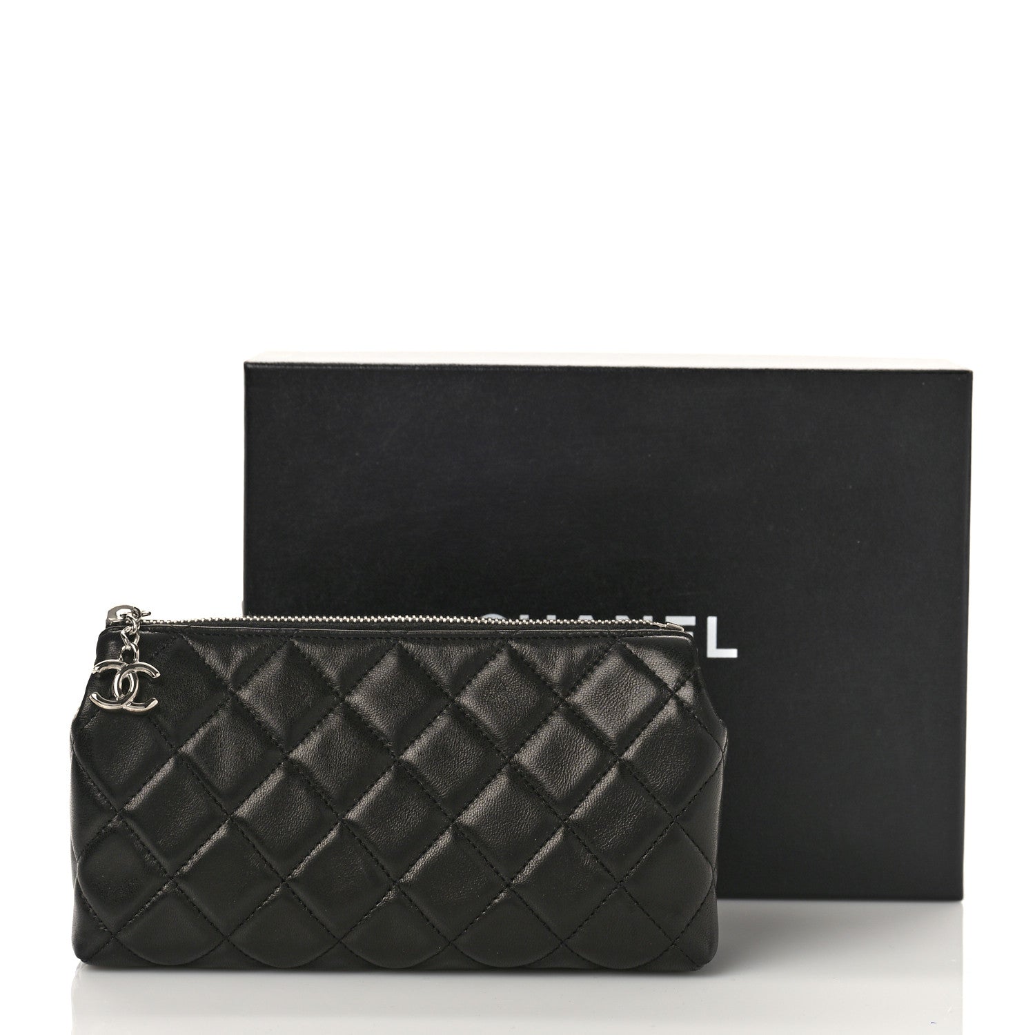 Chanel Lambskin Quilted Cosmetic Case Black 9 of 9