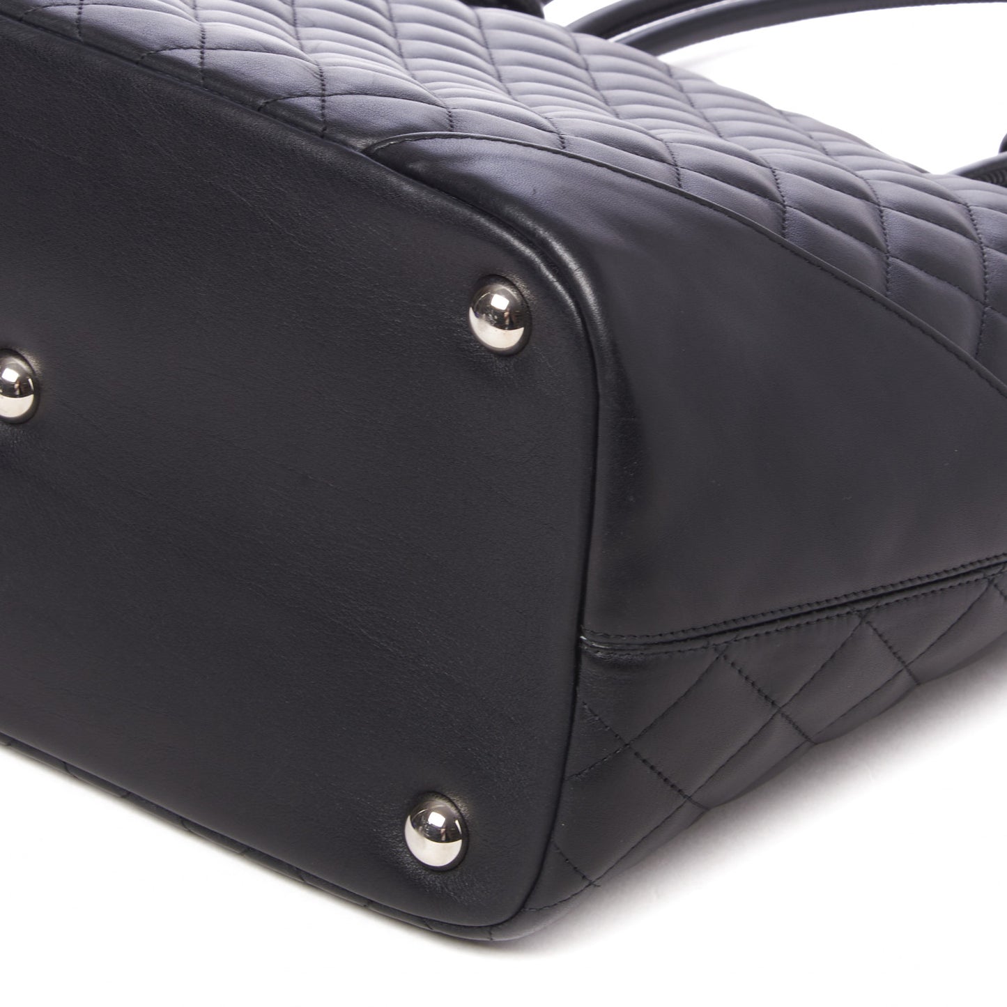Calfskin Quilted Large Cambon Tote Black
