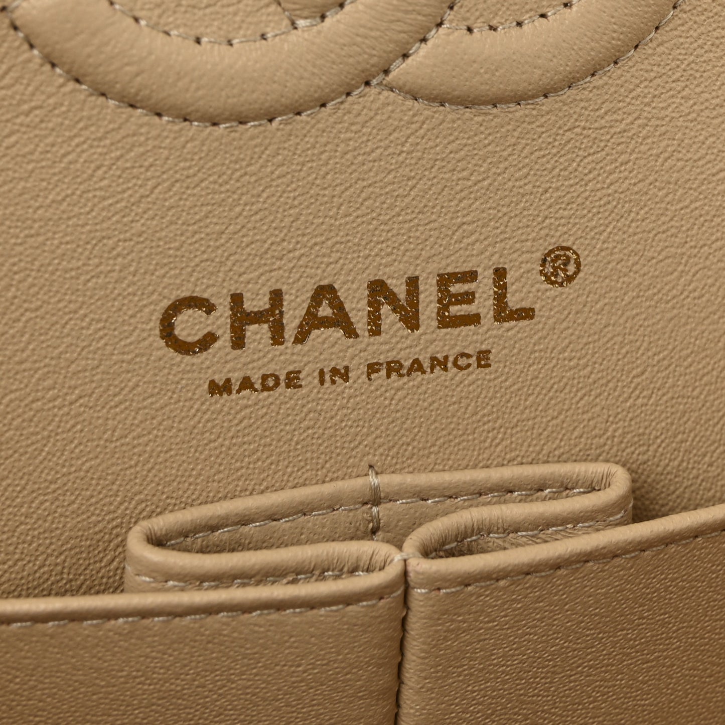 Caviar Quilted Small Double Flap Beige